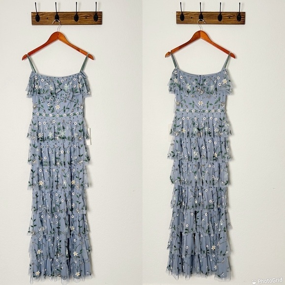 Mac Duggal Off The Shoulder Embroidered Ruffle Tiered Gown - Picture 2 of 14